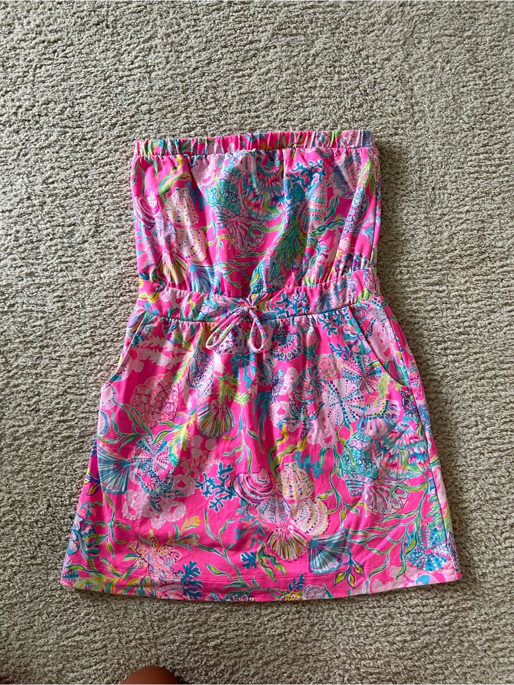 Lilly Pulitzer Pink Tropical Strapless Sundress